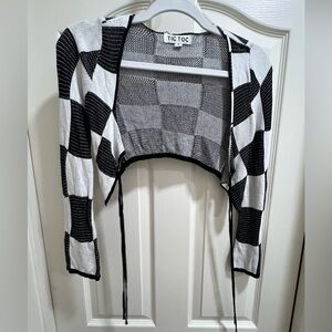 Black and White Checkered Sweater Shrug